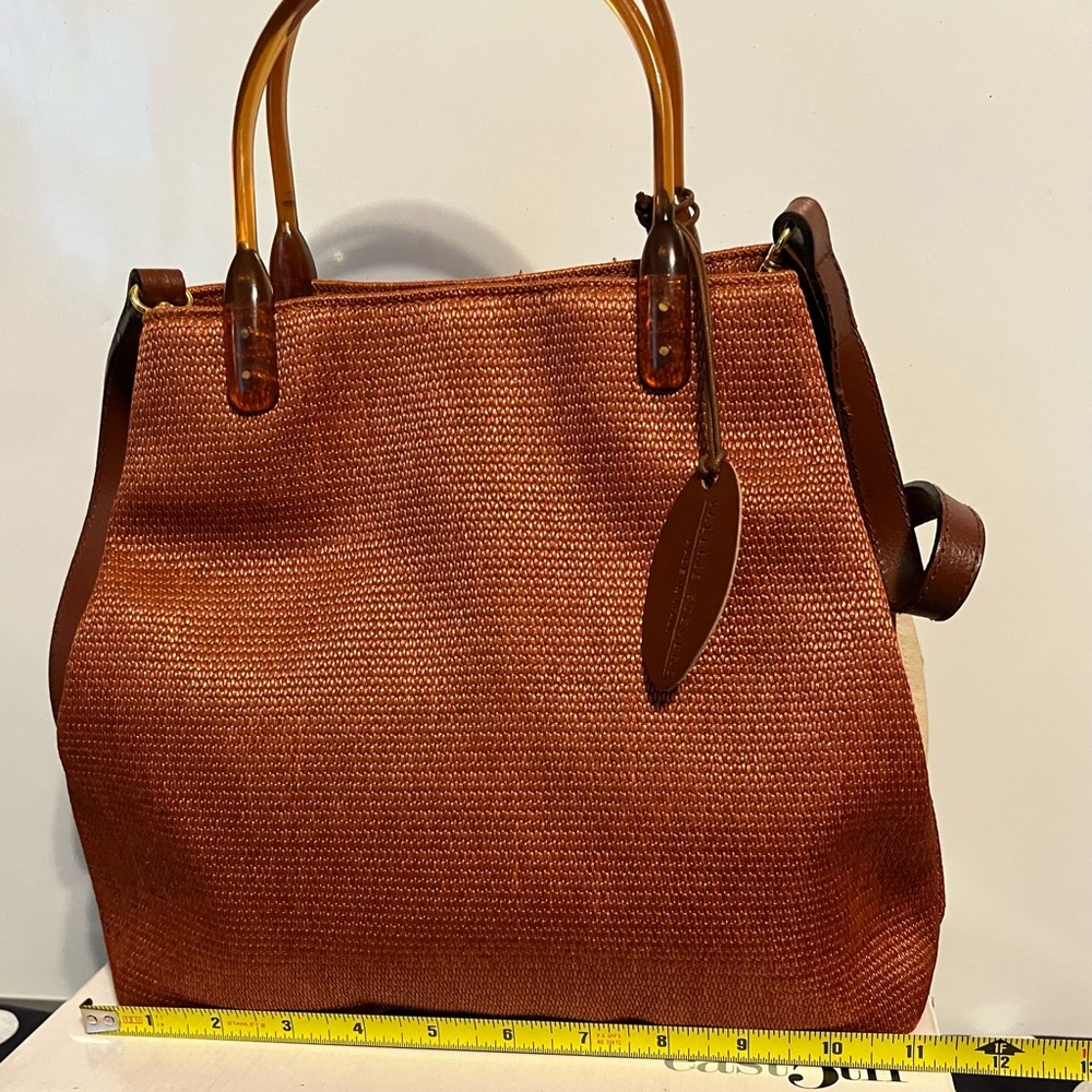 Valerie Stevens Straw woven leather shoulder strap dual carry  Bag - Picture 12 of 14